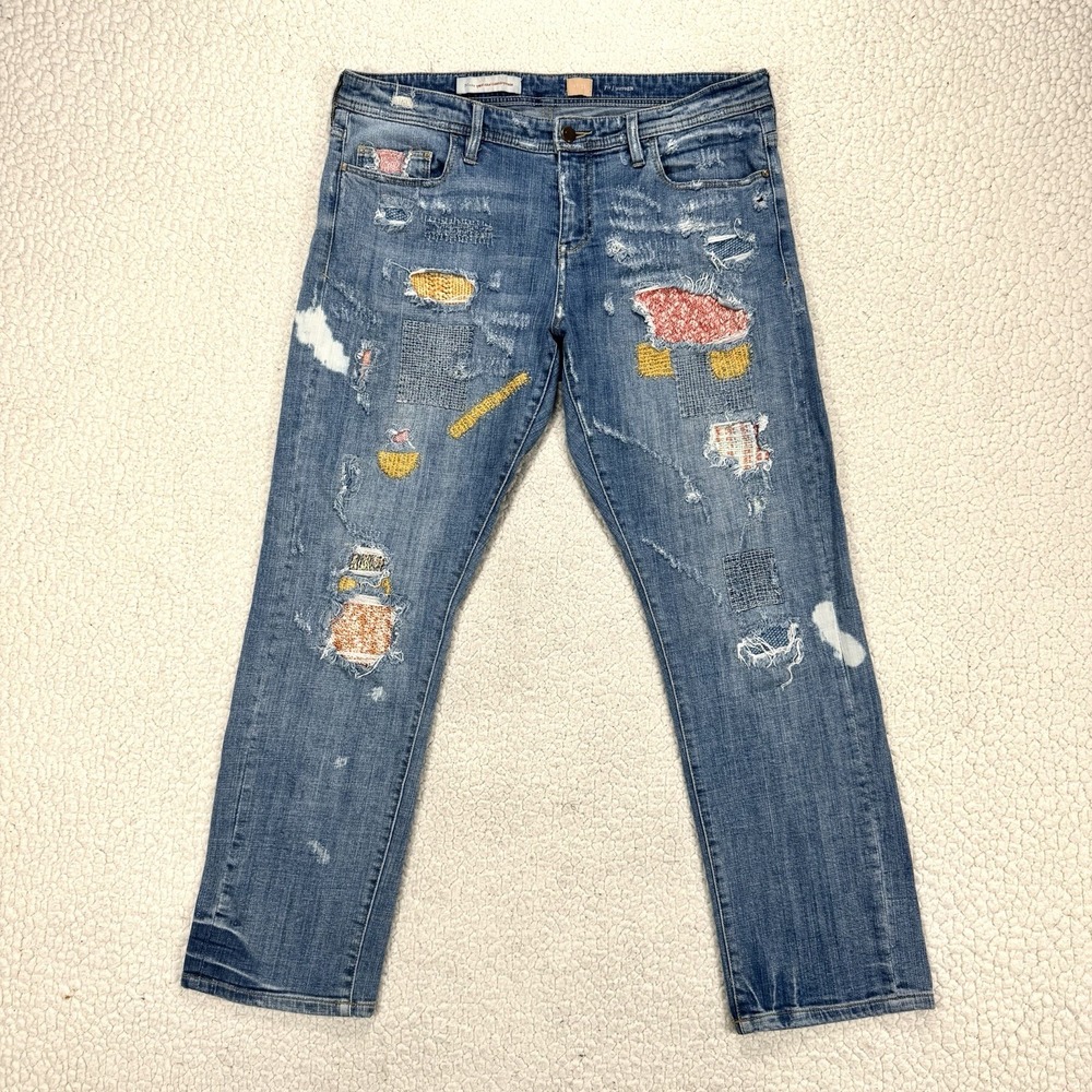 Pilcro The Letterpress Hyphen Jeans Women's 31 (35x29) Patchwork Boho Y2K Casual